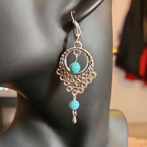 Silver and Turquoise Dangle Earrings